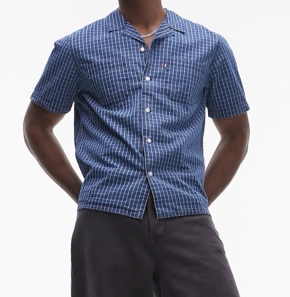 Levi’s Men’s Blue Plaid Short Sleeve Button Up Shirt XXL NWT 100% Cotton